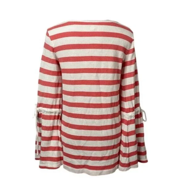 Caslon Pink White Striped Bell Sleeve Dress Gogo Style Oversized Sweater Dress S - Picture 3 of 13